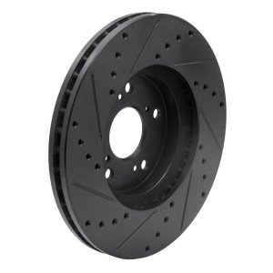 Acura TSX Brake Rotor (1) - Front Right - R1 Concepts - Drilled & Slotted - Black - `04-`14